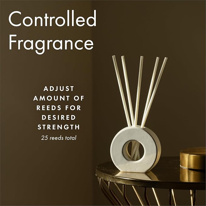 Infused Liquidless Reeds | Includes 25 Flameless Reeds and 1 Decorative Vase, White | Essential Oil Aroma Diffuser Sticks | Fresh Spa Scents | Gifting Fragrance | Black Orchid