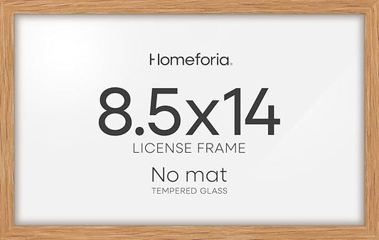 Homeforia 8.5x14 Marriage License Frame Wood, High End Natural Oak 8.5 x 14 Certificate Frames, 14x8.5 Light Wooden Frame for Wall & Tabletop, 8.5by14 Picture Frame, Tempered Glass, Wall Kit, Set of 1