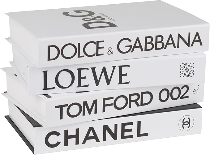 White Large | 4 PCS Decorative Books for Home Decor | Coffee Table Book Decor | Faux Books for Decoration | Aesthetic Shelf & Bookshelf Decor for Living Room, Bedroom, or Office