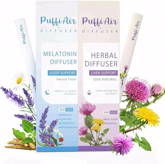 Herbal Diffuser Duo with Melatonin, Milk Thistle & More丨Night Renewal Duo for Calm Sleep & Liver Detox Support - 600 Uses Per Stick