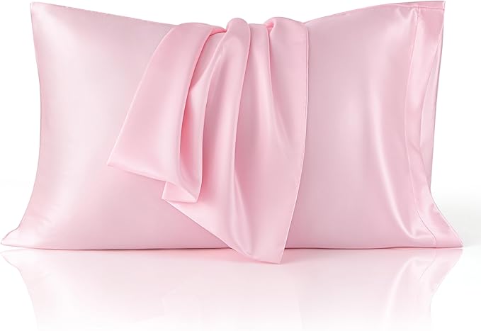 Bedsure Satin Pillowcase for Hair and Skin Queen, Similar to Silk Pillow Cases, Pillow Cases Set of 2 with Envelope Closure, Pink Room Decor Essentials,Pink Gifts for Women Girls 20x30 Inches, 2pcs