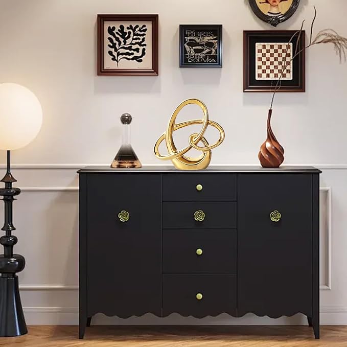 YUNSHID Modern Gold Decor Ceramic Geometric Sculpture, Abstract Home Accent & Tabletop Figurine for Living Room, Bedroom, Bathroom, Office, Shelf, Mantel - Wedding, Dining Room Centerpiece Decoration