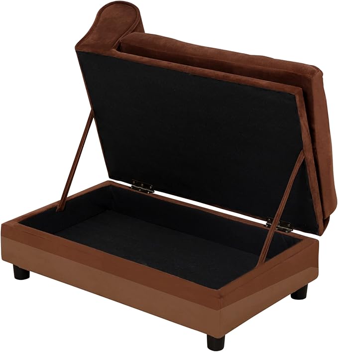 PawHut Luxury Fancy Dog Couch with Hidden Storage, Small Dog Sofa Bed with 2" Soft Foam, Modern Pet Furniture for Puppies & Little Breeds, Brown