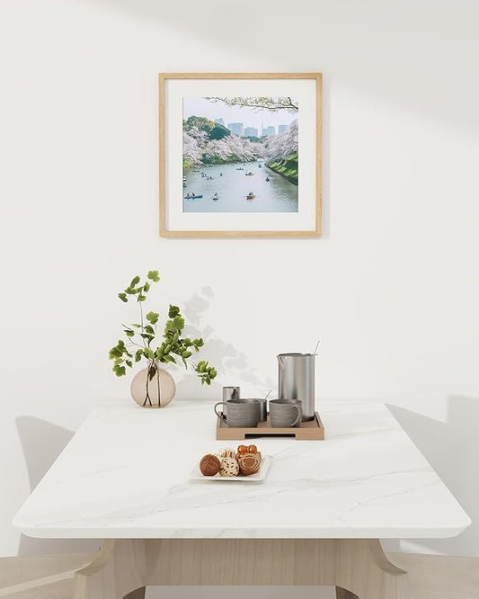 Marsmiles 16x16 Wooden Picture Frame, USA-Sourced Natural Oak Solid Wood Photo Frame with Real Glass for Display Pictures 12x12 with Mat or 16x16 without Mat, Natural, 1 Pack