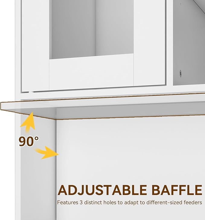YU YUSING Dog Feeding Station for Automatic Feeder, Dog & Cat Food Storage Cabinet with Hanging Rods, Adjustable Panel, Hidden Automatic Pet Feeder Station for Food and Pet Supplies