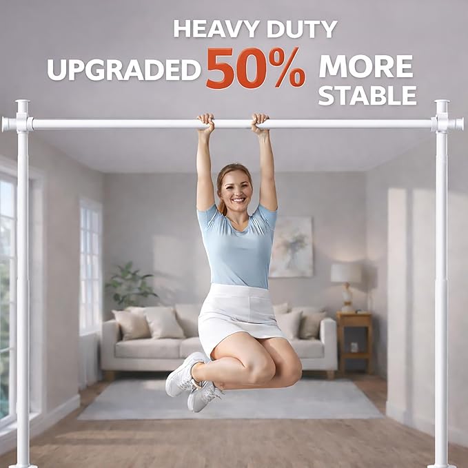 No Drill Curtain Rods for Room Divider, Adjustable Tension Rod 35-100" W x 43-120" H, for Partition Room Dividers,White