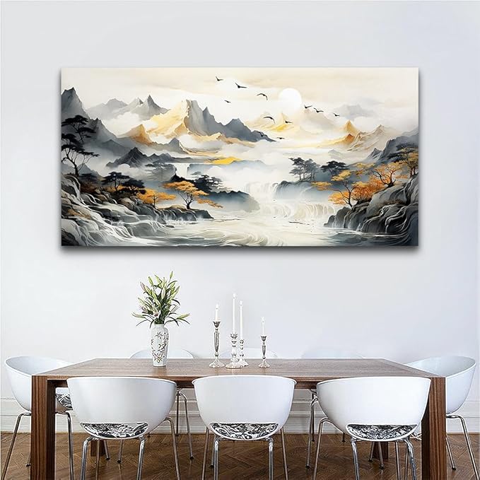 hyidecorart Large Size Wall Decor for Living Room Wall Art For Office Bedroom Modern Decorations Abstract Pictures Stretched and Framed Canvas Art Mountain Landscape Wall Paintings Poster