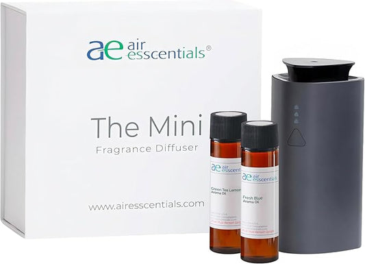 'The Mini' Gift Set, Mini Essential Oil Diffuser with Green Tea Lemongrass & Fresh Blue, Rechargeable & Waterless Small Oil Diffuser, 300 sq. ft. Coverage, Signature Scent Collection
