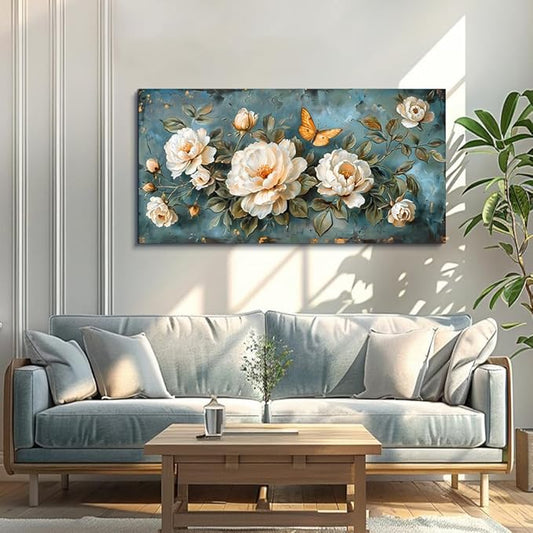 hyidecorart Wall Decor For Living Room Canvas Wall Art For Bedroom Office Decorations Modern Family Wall Paintings White Flowers Pictures Artwork Posters Ready To Hang Room Aesthetic Home Decor
