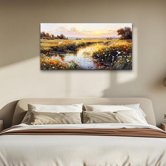 ZUITINGHUA Canvas Wall Art For Living Room Wall Decor For Bedroom Office Wall Decoration Rivers Landscape Painting Farmhouse Pictures Artwork Room Aesthetic Home Decor 20x40 In