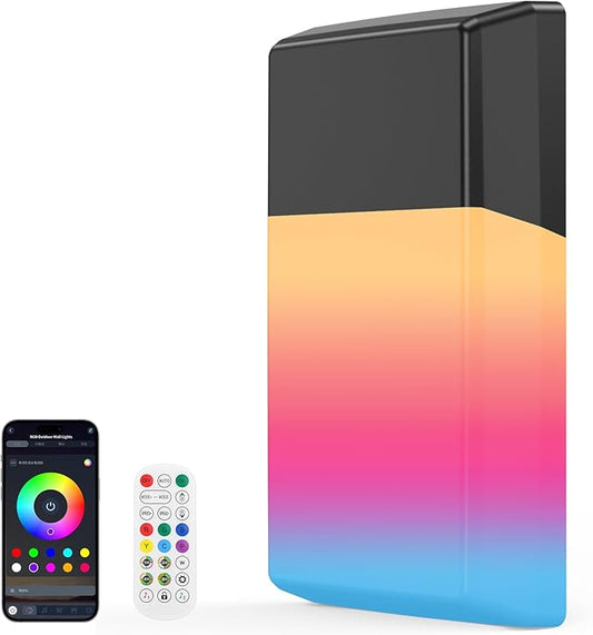 Outdoor Wall Lights RGB, 1500LM Smart Exterior Porch Sconces Wall Mounted Lighting, IP65 Waterproof, DIY Lighting for Garden, Garage and Patio - Ideal for Festivals The Christmas and Parties, 1 Pack