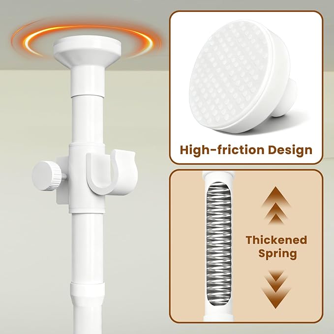 No Drill Curtain Rods for Room Divider, Adjustable Tension Rod 35-100" W x 43-120" H, for Partition Room Dividers,White