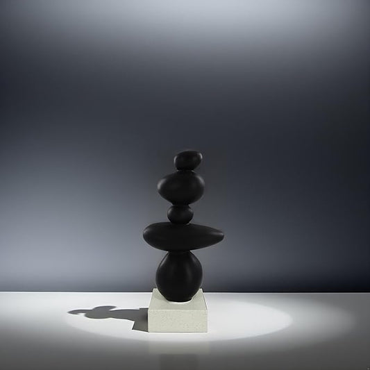 13'' Abstract Rock Decorative Sculpture Ornament, Sandstone Statue Decor for Living Room, Modern Resin Stone Sculpture,Coffee Table Decoration,Gifts for Good Luck, Health, Strength,Black