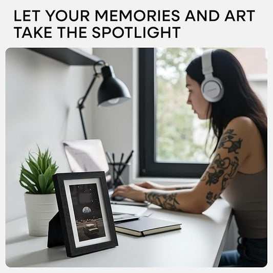 Homeforia 4x6 Picture Frame Black Wood, High End Oak 4by6 Black Wooden Frames with Mat 3x5 Print, 4 x 6 Frame Matted to 3 x 5 inch Photo, 6x4 Wall or Tabletop Frame, Tempered Glass, Wall Kit, Set of 1