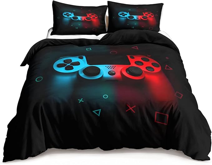 HOSIMA Gaming Bedding Game Bed Cover Twin Size,Gamer Bedding Sets for Boys Used to Gamer Room Decor,Teens Video Games Bed Set.