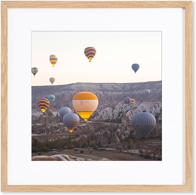 Marsmiles 16x16 Wooden Picture Frame, USA-Sourced Natural Oak Solid Wood Photo Frame with Real Glass for Display Pictures 12x12 with Mat or 16x16 without Mat, Natural, 1 Pack