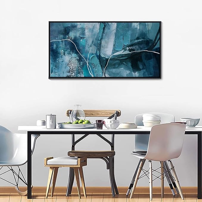 YDYSUNE Abstract Wall Art - Teal Canvas Wall Decor,Fan Art Large Picture for Living Room Bedroom Framed Painting Artwork Decoration Size 20x40Inches