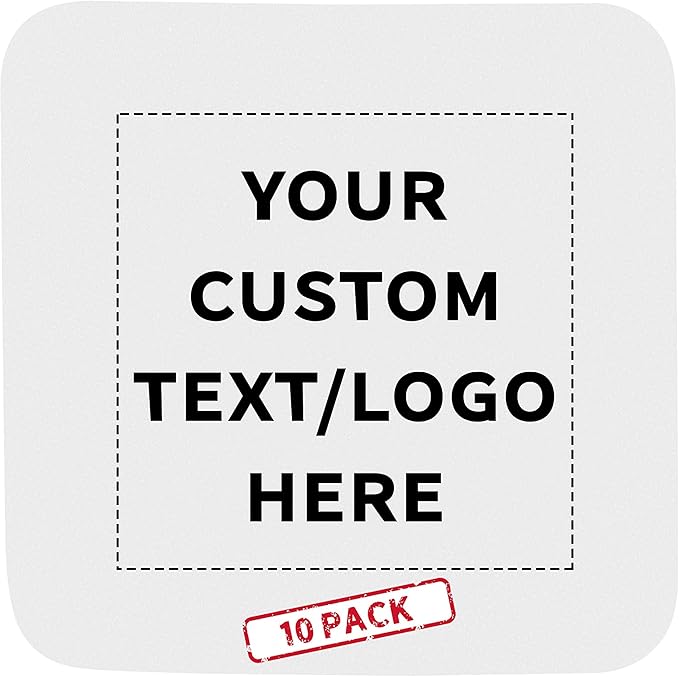 10 Squared Foam Coasters Pack, 4 inch - Customizable Text, Logo - PU Foam, Foldable - White