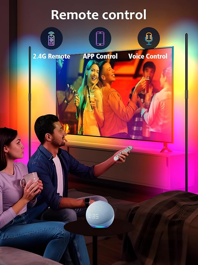 TJOY LED Floor Lamp RGB+IC, Smart Corner Lamp Work with Alexa&Google Home,1200LM, Modern Floor Lamp with 16 Million DIY Colors, Music Sync, Color Changing Lamp,Timer, for Living Room Bedroom,1 Pack