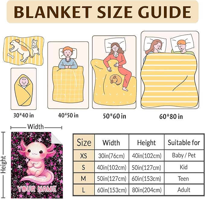 Custom Girls Blanket Personalized Blankets for Girls Teens Gift for Daughter Birthday, Cozy 60 x 50 Inches Cute Animals Theme Flannel Throws for Bed Living Room Home Decor Travel