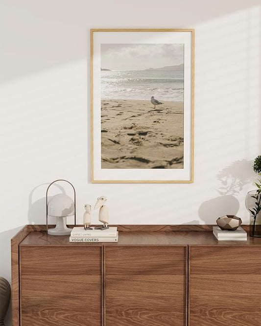 Marsmiles 24x36 Wooden Picture Frame, USA-Sourced Natural Oak Solid Wood Photo Frame with Real Glass for Display Pictures 20x30 with Mat or 24x36 without Mat, Natural, 1 Pack