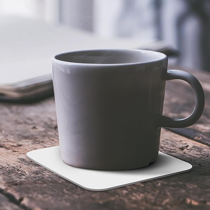 10 Squared Foam Coasters Pack, 4 inch - Customizable Text, Logo - PU Foam, Foldable - White