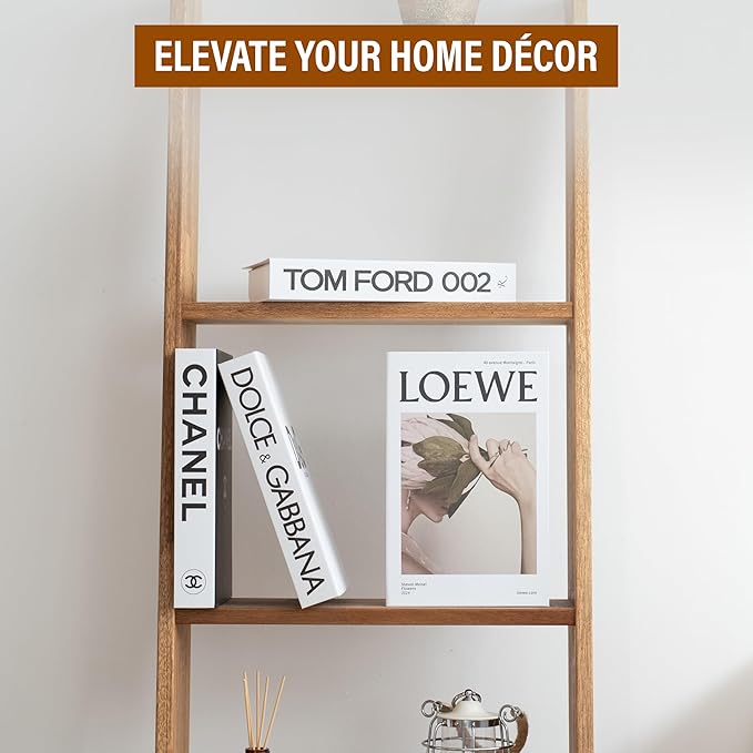 White Large | 4 PCS Decorative Books for Home Decor | Coffee Table Book Decor | Faux Books for Decoration | Aesthetic Shelf & Bookshelf Decor for Living Room, Bedroom, or Office