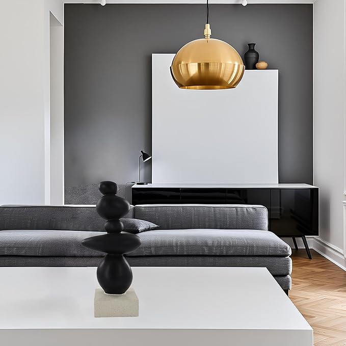 13'' Abstract Rock Decorative Sculpture Ornament, Sandstone Statue Decor for Living Room, Modern Resin Stone Sculpture,Coffee Table Decoration,Gifts for Good Luck, Health, Strength,Black