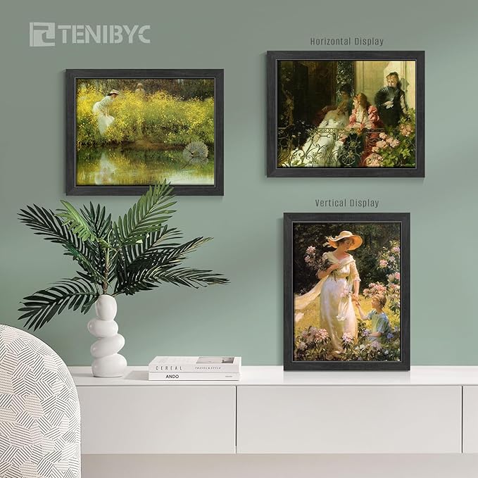 11x14 Picture Frame Set - 4 Pack, Classic Black Photo Frame, HD Tempered Glass, Elegant Wood Grain, Wall Hanging