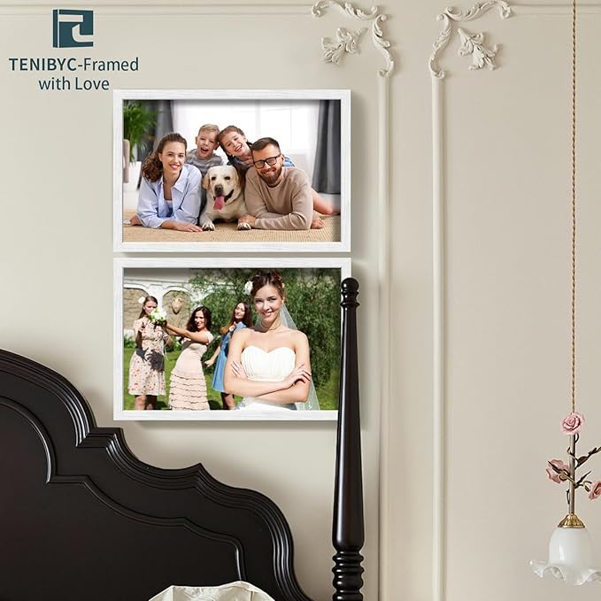 16x24 Poster Frame 4 Pack - White Solid Wood Picture Photo Frame - Woodgrain Series - Room, Office, Gallery, Studio Display - Wall Hanging