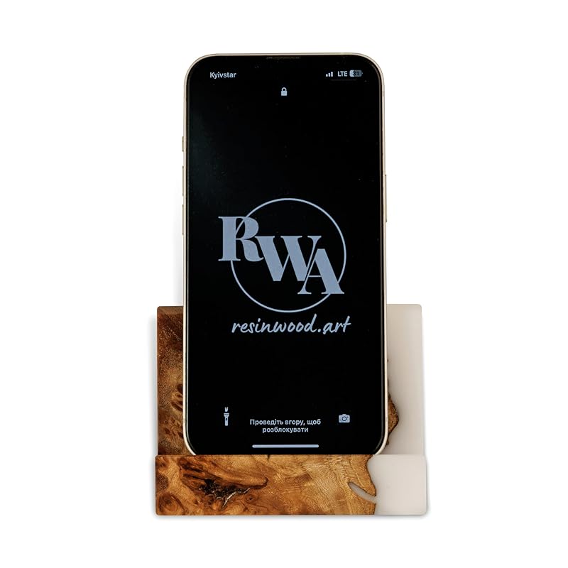 RWA Unique Business Card Holder for Men & Women - Stylish Durable Business Card Display Stand - Premium Desktop Business Card Holders Epoxy Wood Desk Organizer - Office Desk Accessories, BASIC, white