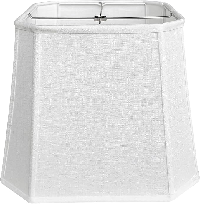 TOOTOO STAR Square Cut Corner White LampShade, 10" Top x 13" Bottom x 10.5" High Medium Shade (Spider Fitter), Handmade of Natural Linen, Easy to Assemble, Suitable for Table Lamps and Floor Lamps