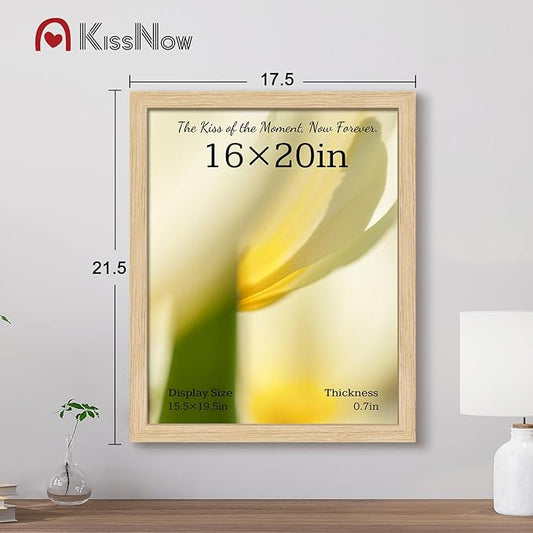 16x20 Picture Frame 2 Pack, Natural Oak Wood, Wall Gallery Poster Frame