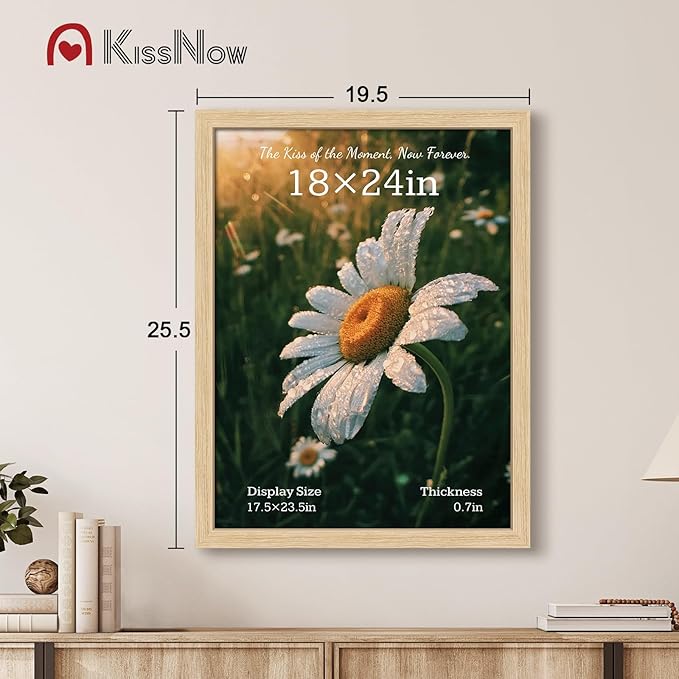 18x24 Poster Frame set of 2, Natural Oak Wood Picture Frame, Wall Hanging