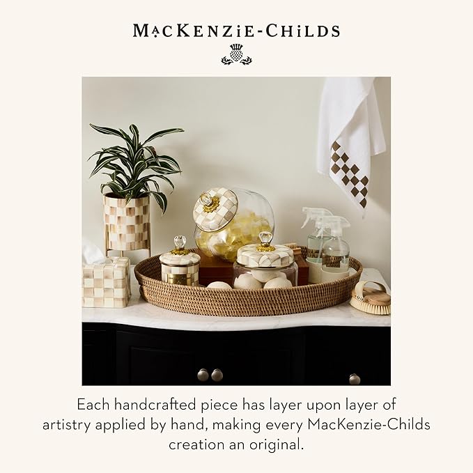 MACKENZIE-CHILDS Tabletop Planter, Ceramic Decorative Pot for Plants, Brown-and-White Mocha Check