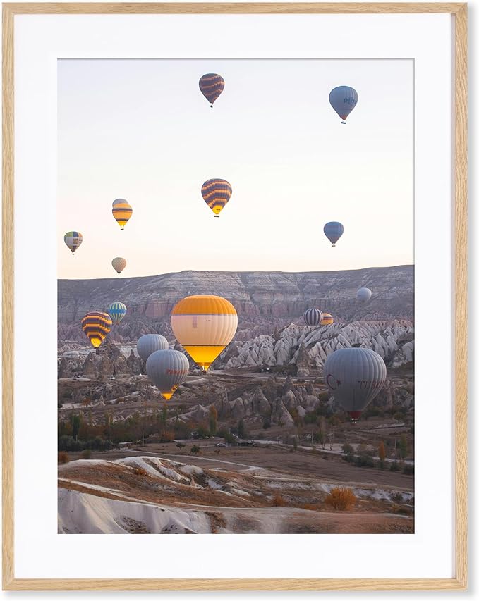 Marsmiles 22x28 Wooden Picture Frame, USA-Sourced Natural Oak Solid Wood Photo Frame with Real Glass for Display Pictures 18x24 with Mat or 22x28 without Mat, Natural, 1 Pack