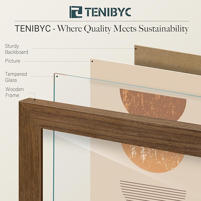 8.5 by 11 Picture Frame 4 Pack - HD Tempered Glass, Natural Wood Certificate Frame, Table Top or Wall Gallery Frame