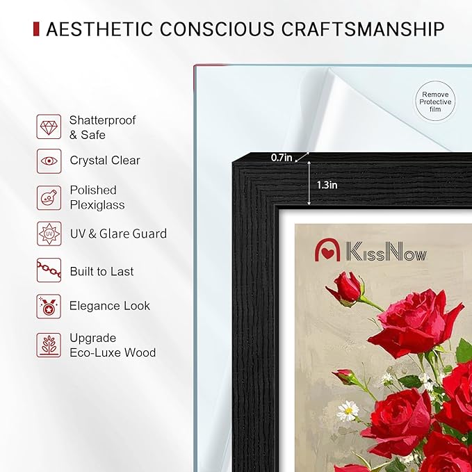 24x30 Poster Frame 2 Pack, Black Solid Wood, Wall Gallery Picture Frame