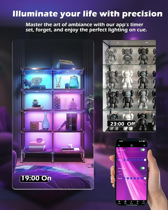 Cefrank Color Cabinet Lighting, Smart RGB LED Puck Lights Music Sync, Scene Modes, Color Changing LED Lights