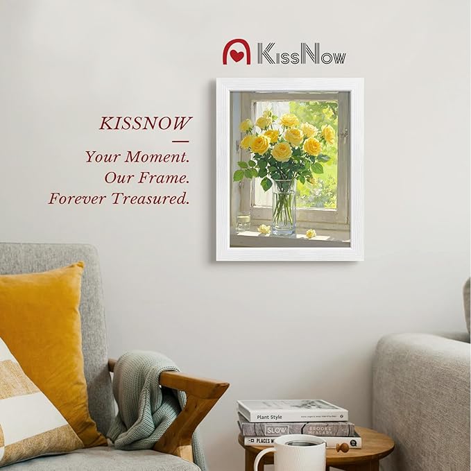 11x14 Picture Frame 2 Pack, White Solid Wood, Wall Gallery Poster Frame