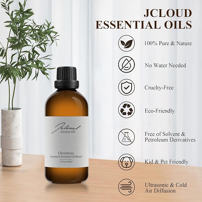 JCLOUD Christmas Essential Oil for Scent Air Machine | Hotel Scent - Pure Aromatherapy Diffuser Oil with Iris Root, Honeysuckle and Sandalwood, Home Luxury & Hotel Scents for Diffusers - 100mL