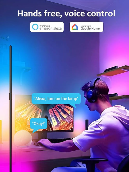 TJOY LED Floor Lamp RGB+IC, Smart Corner Lamp Work with Alexa&Google Home,1200LM, Modern Floor Lamp with 16 Million DIY Colors, Music Sync, Color Changing Lamp,Timer, for Living Room Bedroom,1 Pack