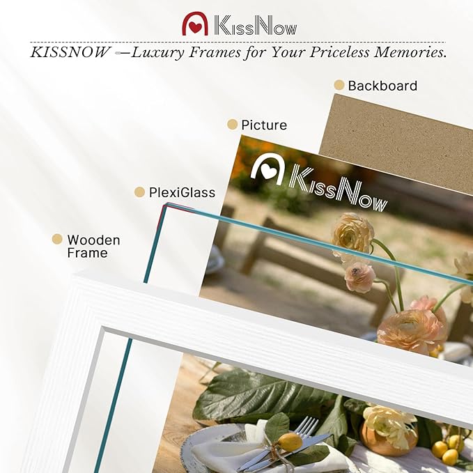 13x19 Picture Frame 2 Pack, White Solid Wood, Wall Gallery Poster Frame