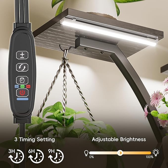 Plant Stand Indoor with Grow Lights - 7 Tiered Metal Corner Shelf for Multiple Plants, 64" Corner Plant Stand for Indoor Plants, X-Shaped Plant Rack for Home, Living Room, Office & Patio Decor