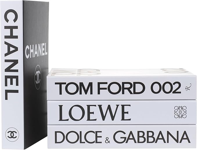 White Large | 4 PCS Decorative Books for Home Decor | Coffee Table Book Decor | Faux Books for Decoration | Aesthetic Shelf & Bookshelf Decor for Living Room, Bedroom, or Office