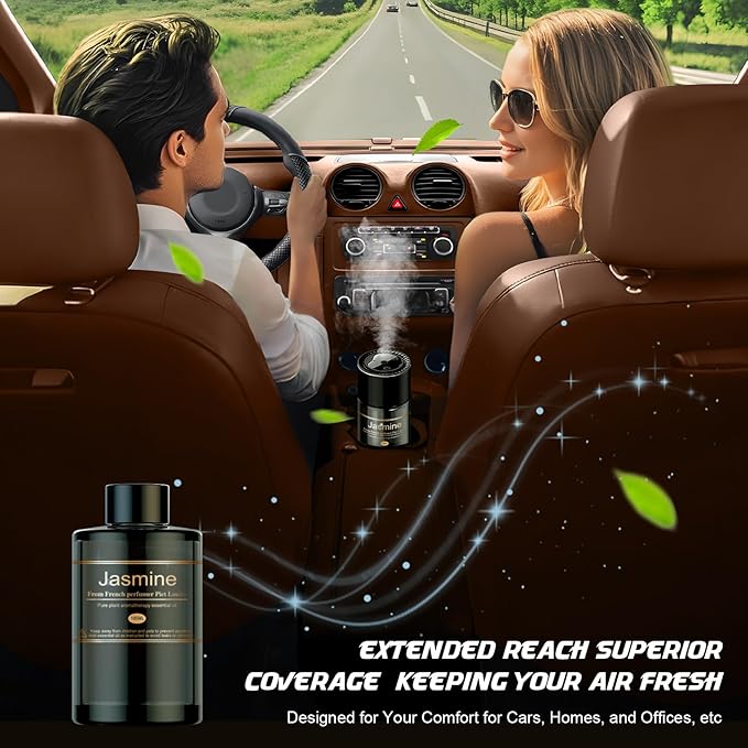 Car Air Freshener Refill for Men & Women 6.09 FL OZ /180ML - 9 Month Jasmine Scent Essential Oil Perfume, Essential Oil Made of Natural Plant Extracts, Compatible with Car Diffusers for Home/Office