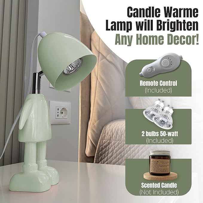 XoooX Green Robot Candle Warmer Lamp with Timer - Adult, Kids and Boys Office Desk and Bedroom Decor Lamp; Gaming Room Decor Aesthetic; Fun Man Cave Cool Stuff; Robot Scented Candle Melter Diffuser