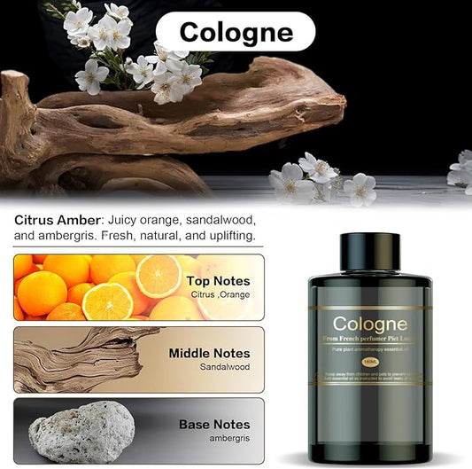 Car Air Freshener Refill for Men & Women 6.09 FL OZ /180ML-9 Month Cologne Scent Essential Oil Perfume, Essential Oil Made of Natural Plant Extracts, Compatible with Car Diffusers for Home/Office