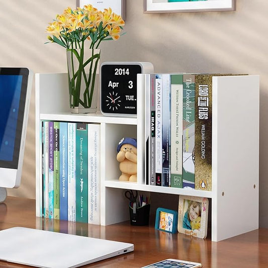 Generic Desktop Shelf, Dorm Desk Hutch, Adjustable Desktop Organizer Shelf Double H Display, Desk Organizer Shelf for Dormitory, Bedroom, Office, Free Combination, White