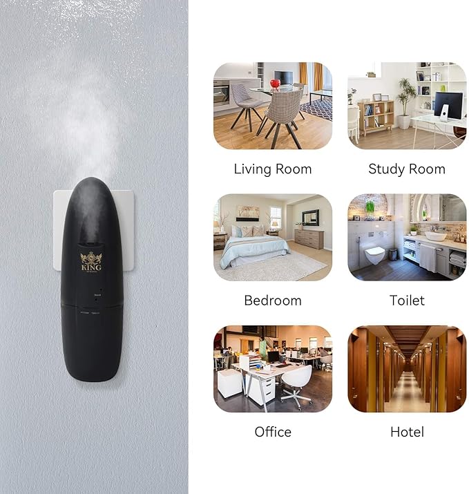 Diffuser Up to 500 Sq.FT Coverage-Nanotechnology Plug in Oil Diffuser Essential Oils (Bluetooth)-for Home and Office-Wall Silent & Waterless Oil Diffuser (Black)